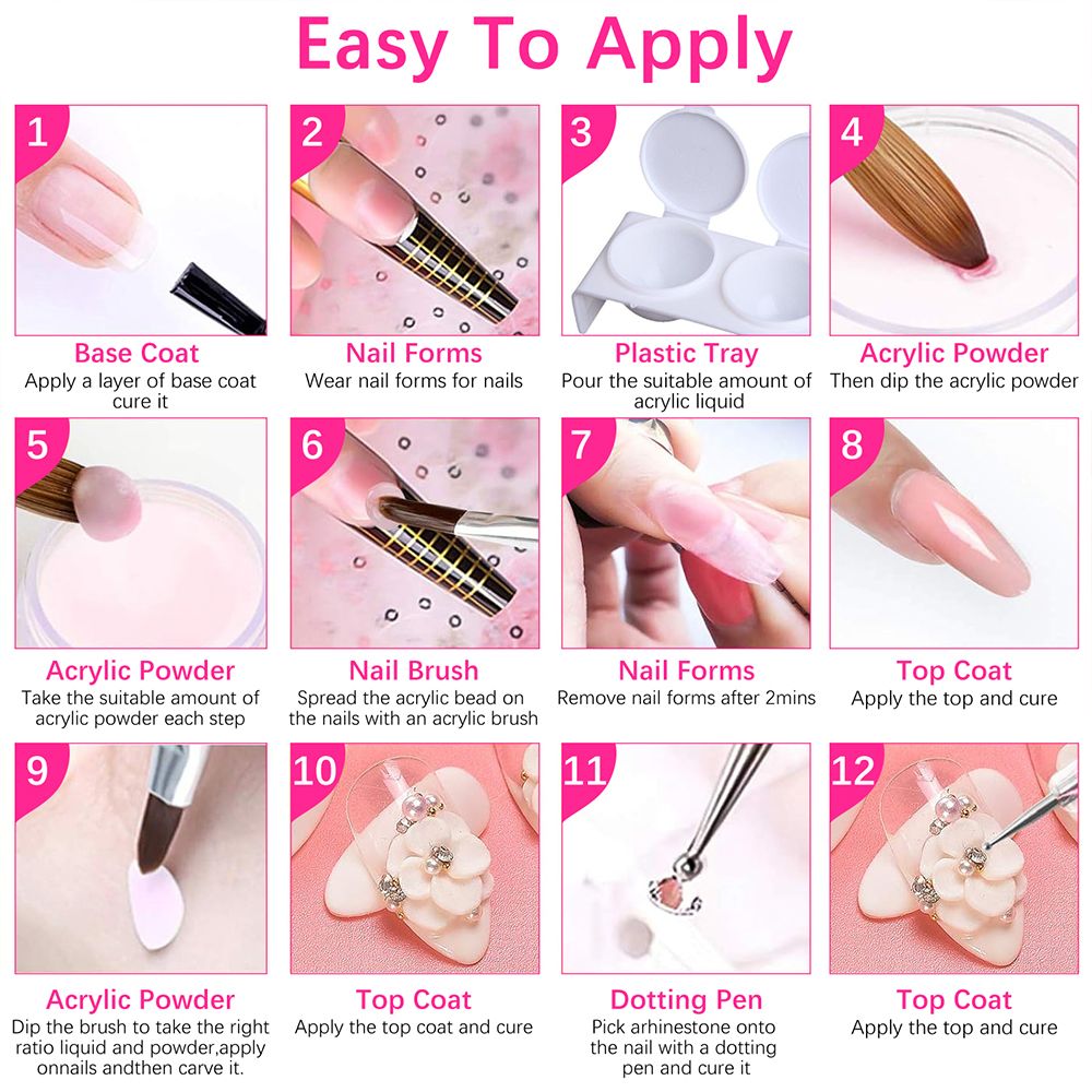 Nail Gel Lamp Manicure kits LED Nail Dryer Nail Manicure Tool UV Portable UV Led Nail Dryer Lamp Nail Kits(Acrylic liquid not included)