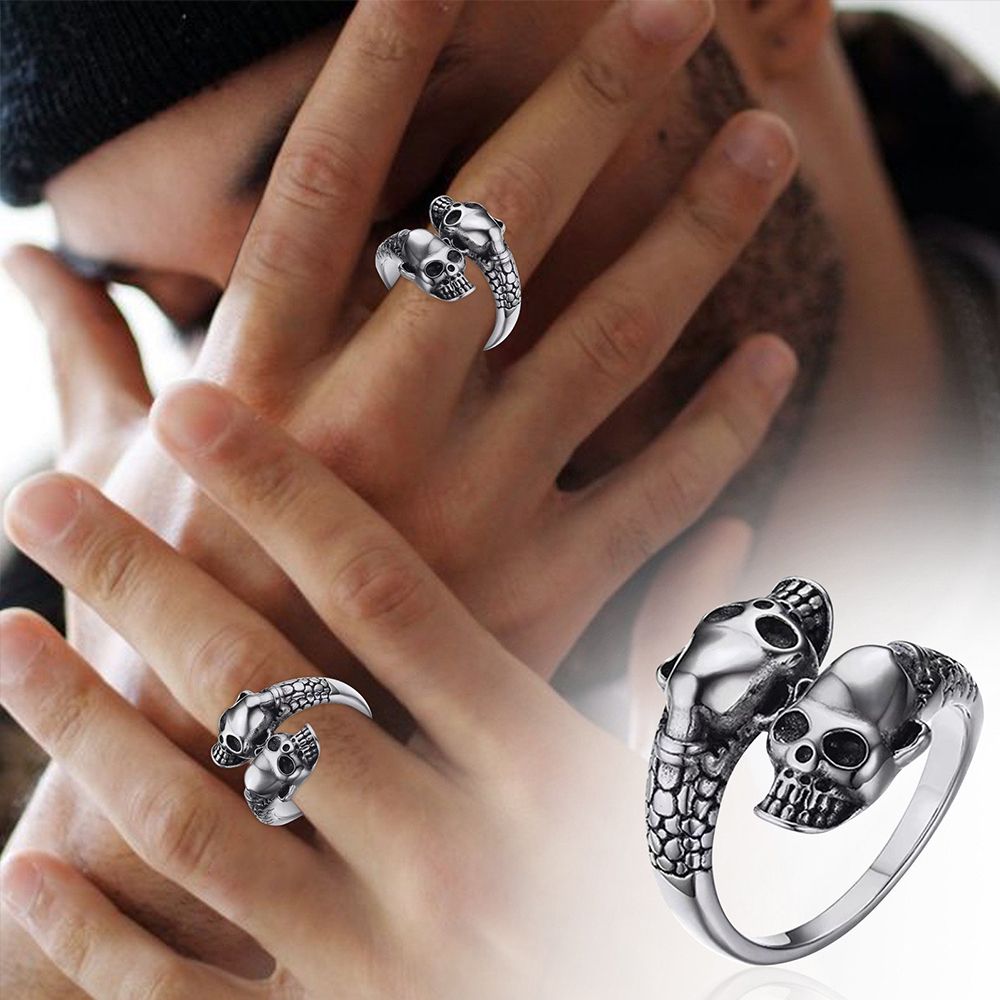 Skull Rings For Men Adjustable Vintage Punk Ring