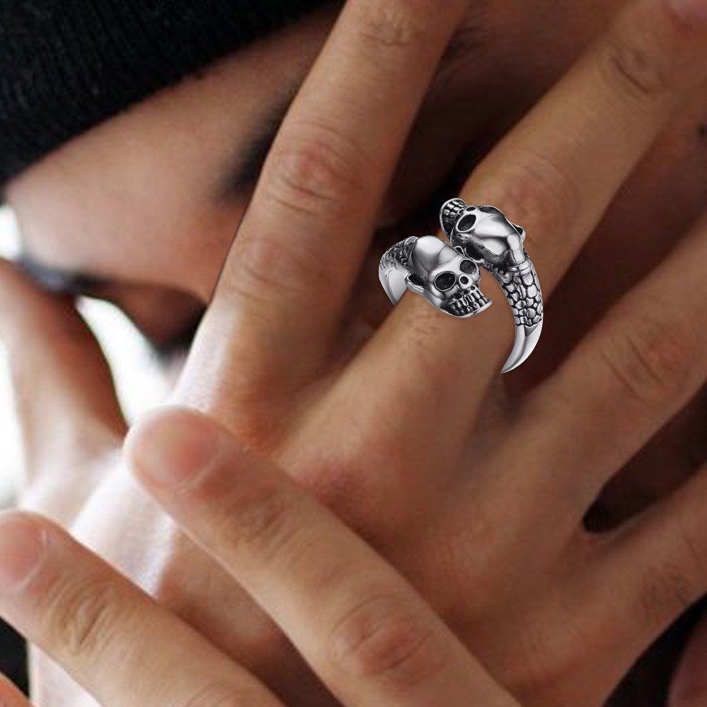 Skull Rings For Men Adjustable Vintage Punk Ring