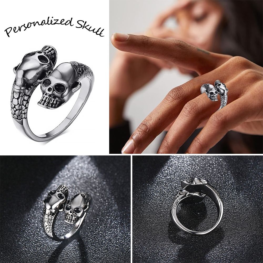 Skull Rings For Men Adjustable Vintage Punk Ring