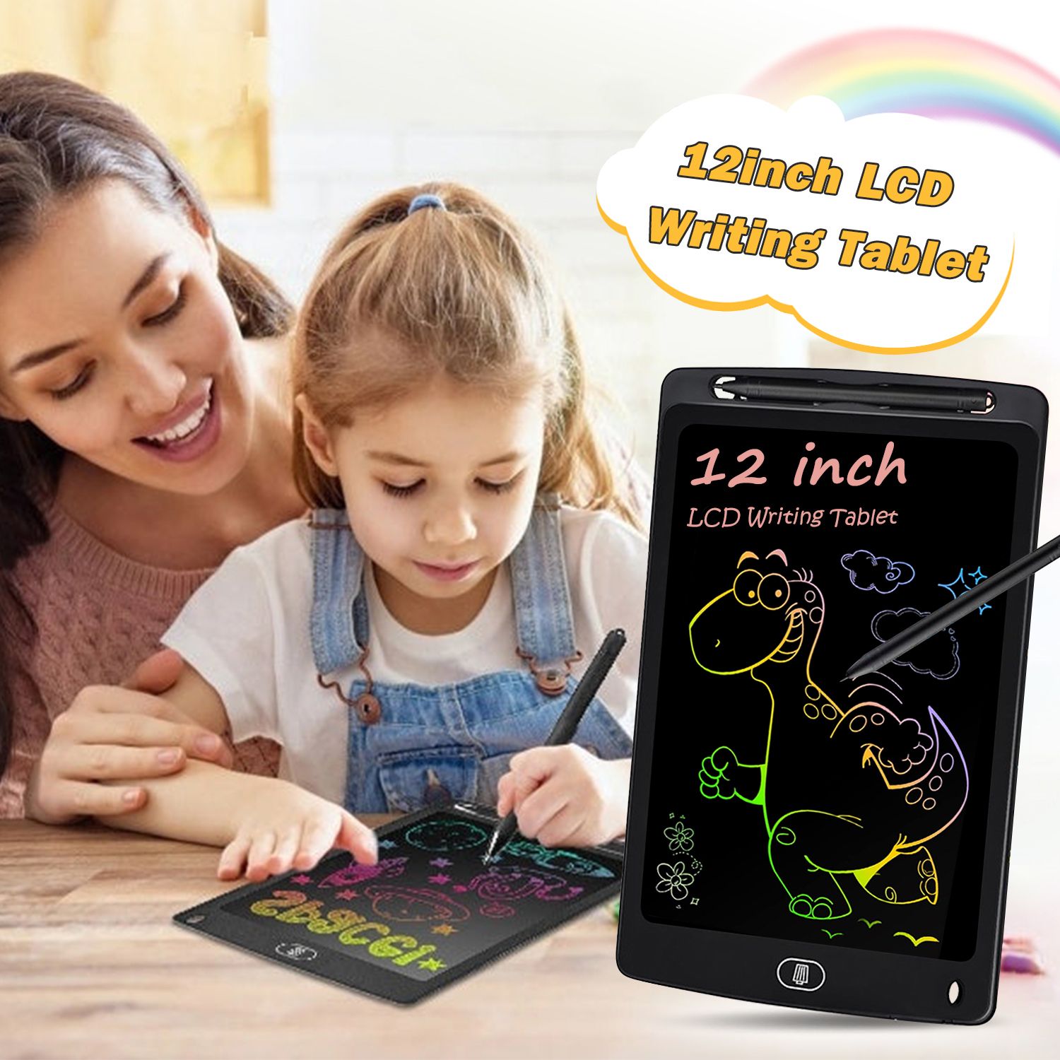 12″ LCD Writing Tablet Kids Erasable Drawing Board Graphic  Electronic Writing Board Toddler Colorful Screen Doodle Board Children's Educational Toys Pig & Panda