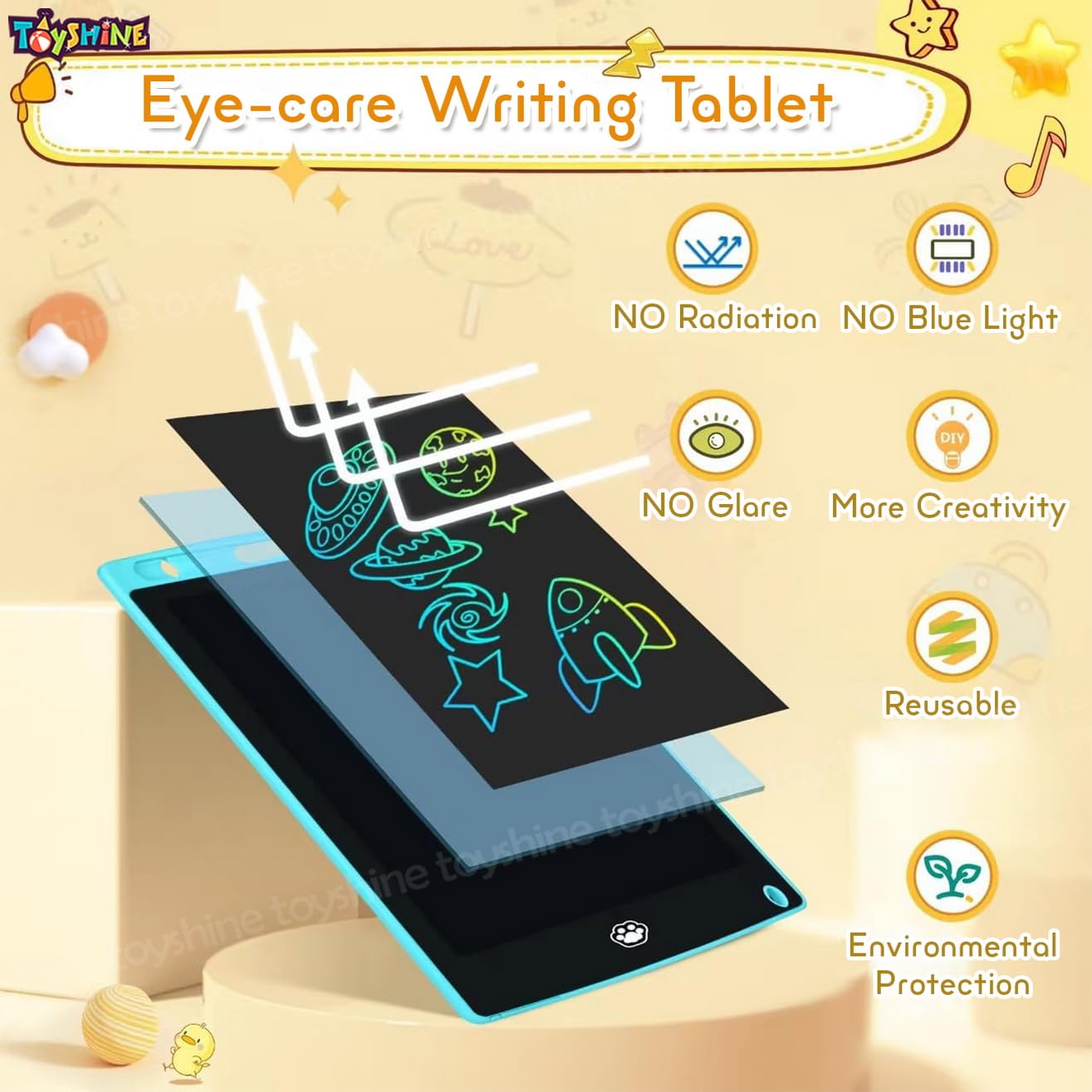 12″ LCD Writing Tablet Kids Erasable Drawing Board Graphic  Electronic Writing Board Toddler Colorful Screen Doodle Board Children's Educational Toys Pig & Panda