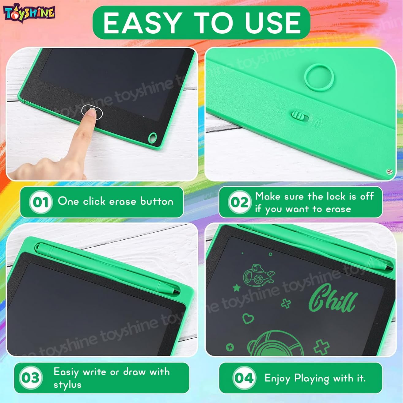 12″ LCD Writing Tablet Kids Erasable Drawing Board Graphic  Electronic Writing Board Toddler Colorful Screen Doodle Board Children's Educational Toys Pig & Panda