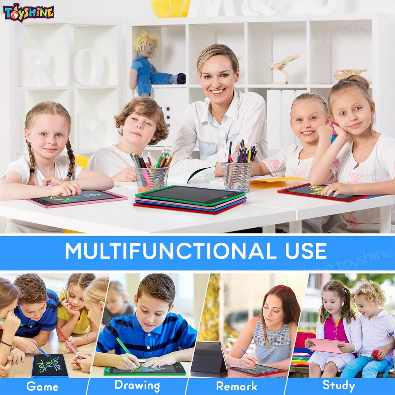 12″ LCD Writing Tablet Kids Erasable Drawing Board Graphic  Electronic Writing Board Toddler Colorful Screen Doodle Board Children's Educational Toys Pig & Panda