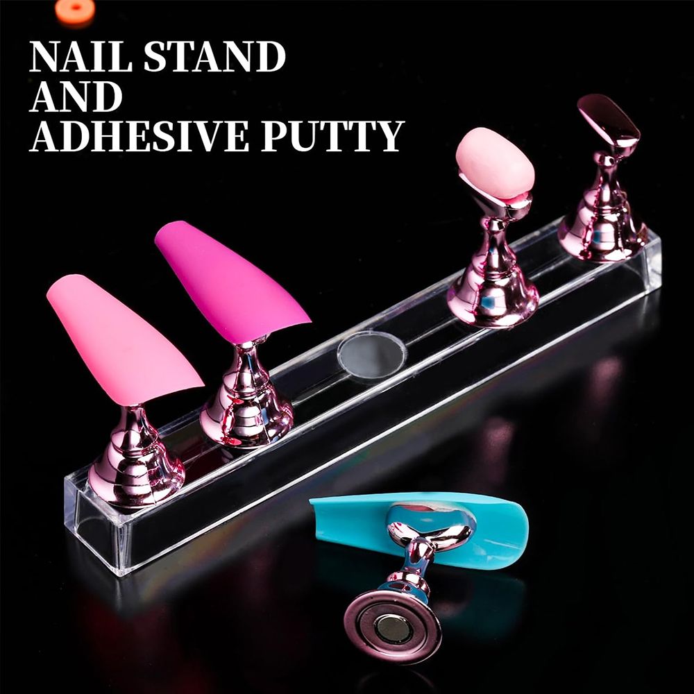 Acrylic Nail Kit Magnetic Nail Art Holder Clipper Nail 500pcs Clear Coffin Nail Tips Stand for False Nails  Press On Nails DIY Manicure Tools