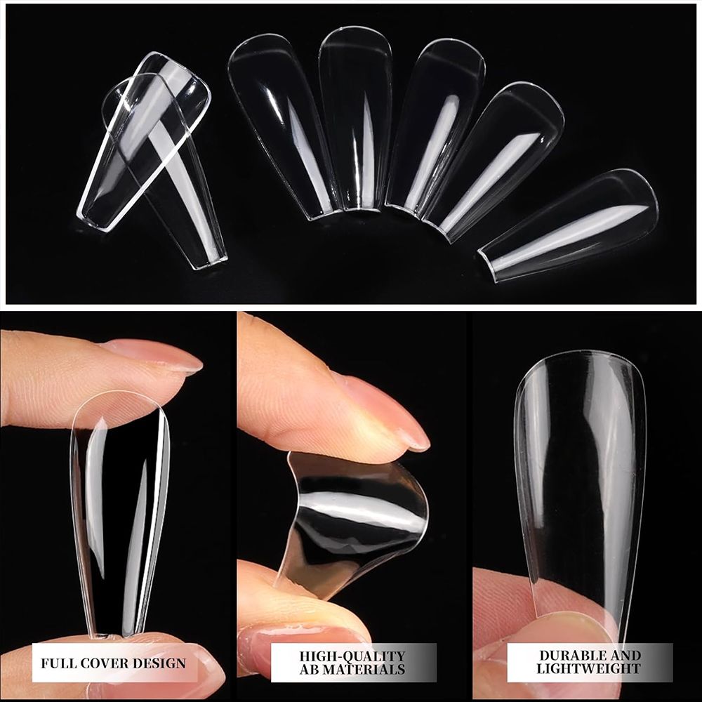 Acrylic Nail Kit Magnetic Nail Art Holder Clipper Nail 500pcs Clear Coffin Nail Tips Stand for False Nails  Press On Nails DIY Manicure Tools