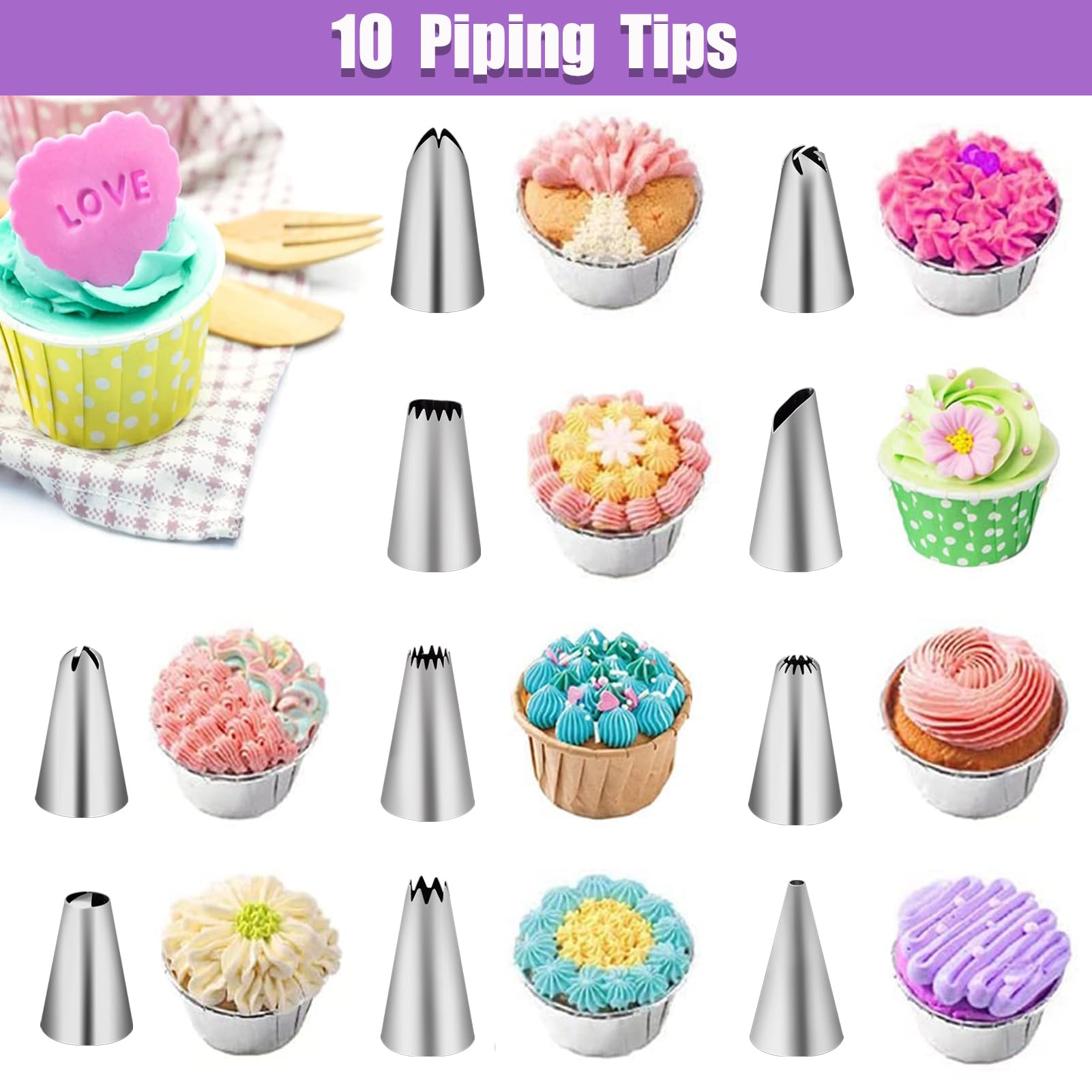 40Pcs/Set Cake Decorating DIY Kit Piping Nozzle Silicone Reusable Pastry Bag Set Flower Icing Piping Spouts Stainless Steel Piping Tip Sac a Poche Couplers Baking Accessories