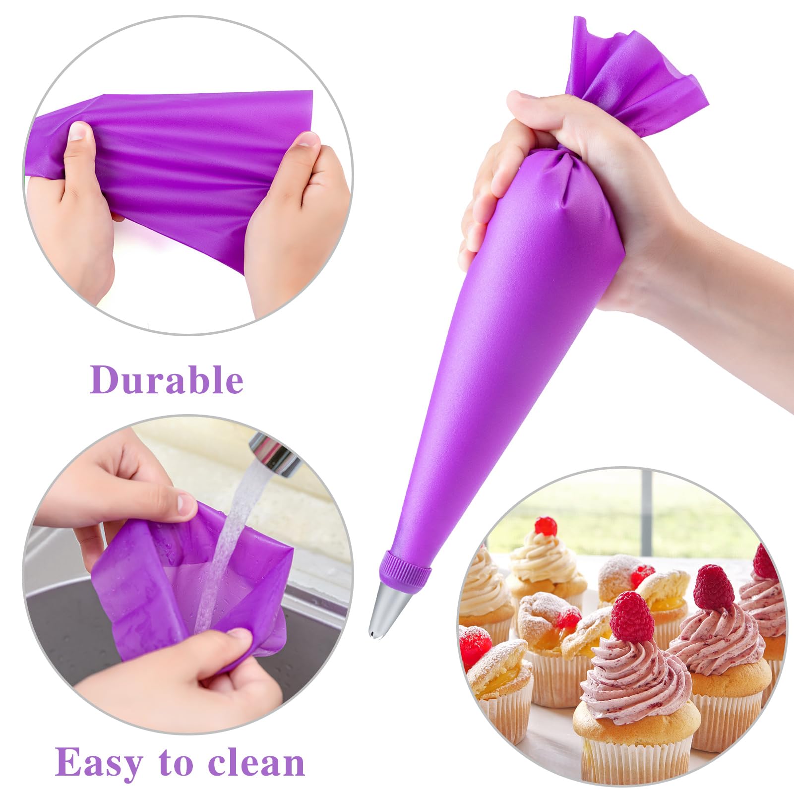 40Pcs/Set Cake Decorating DIY Kit Piping Nozzle Silicone Reusable Pastry Bag Set Flower Icing Piping Spouts Stainless Steel Piping Tip Sac a Poche Couplers Baking Accessories