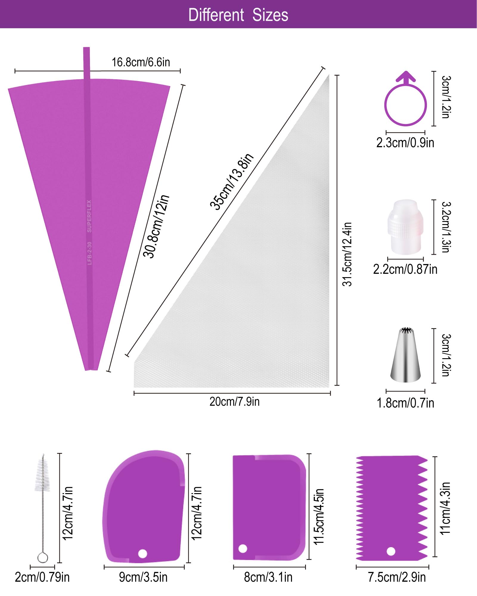 40Pcs/Set Cake Decorating DIY Kit Piping Nozzle Silicone Reusable Pastry Bag Set Flower Icing Piping Spouts Stainless Steel Piping Tip Sac a Poche Couplers Baking Accessories