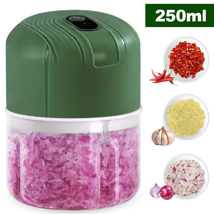 250ml Electric Garlic Chopper Portable Food Crusher Multifunctional Kitchen Mincer Vegetable Onion Chopper Press Blender Fruit Nut Meat Chilli Grinder Seasoning Spice Tools