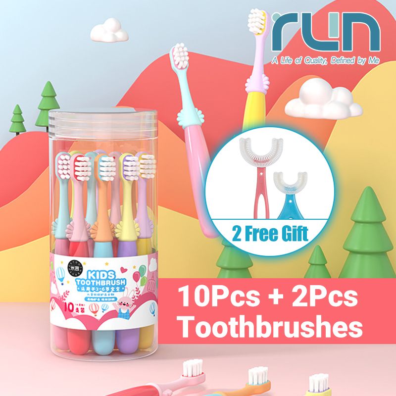 10-Piece Children's Toothbrush Set Kids Oral Cleaning Kit Boys & Girls Children Care includes 2-Piece U-shaped Toothbrush Giveaway