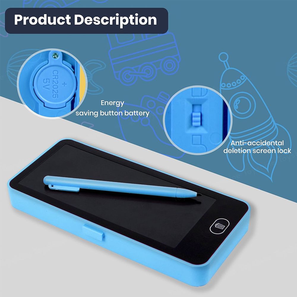 2 in 1 LCD Pencile Case Digital Slate Writing Tablet Pencil Box Drawing Board Case Erase Button Magic Storage for Stationery E-Note Pad Pencil Box