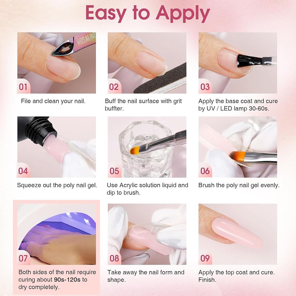 12pcs Poly Extension Gel Manicure Kit Poly Gel With Mini Nail Lamp Basic Coat Poly Gel Nail Art Kits for Starter Basic Coat Poly Gel Nail Art Kits for Starter