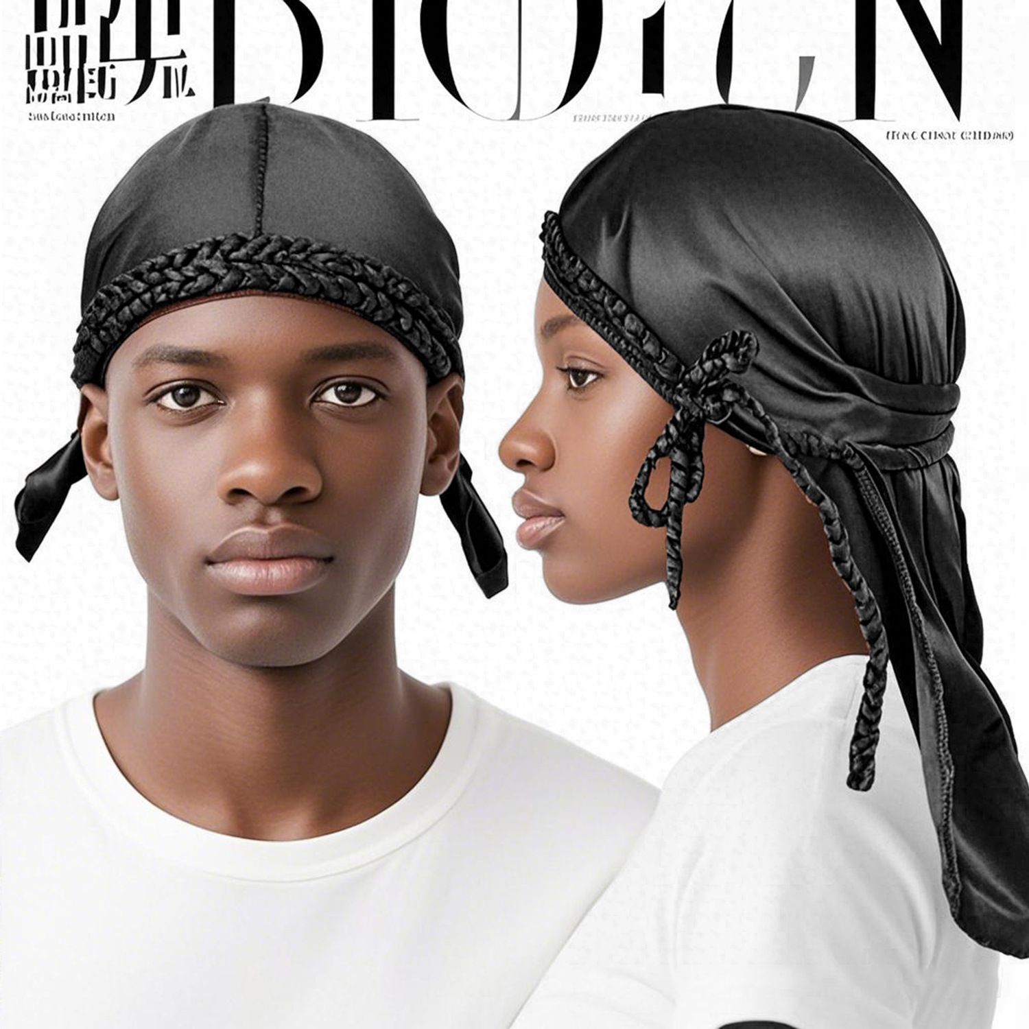 Durag for Men Silk Satin Lined Head Wraps Solid Color Long Tail Lightweight Headwraps Pirates Doo Rag