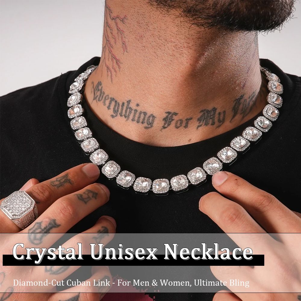 Men Tennis Necklace Hip Hop Iced Out Cuban Chain Link for Women Square Sugar Diamond Full Diamond Necklaces