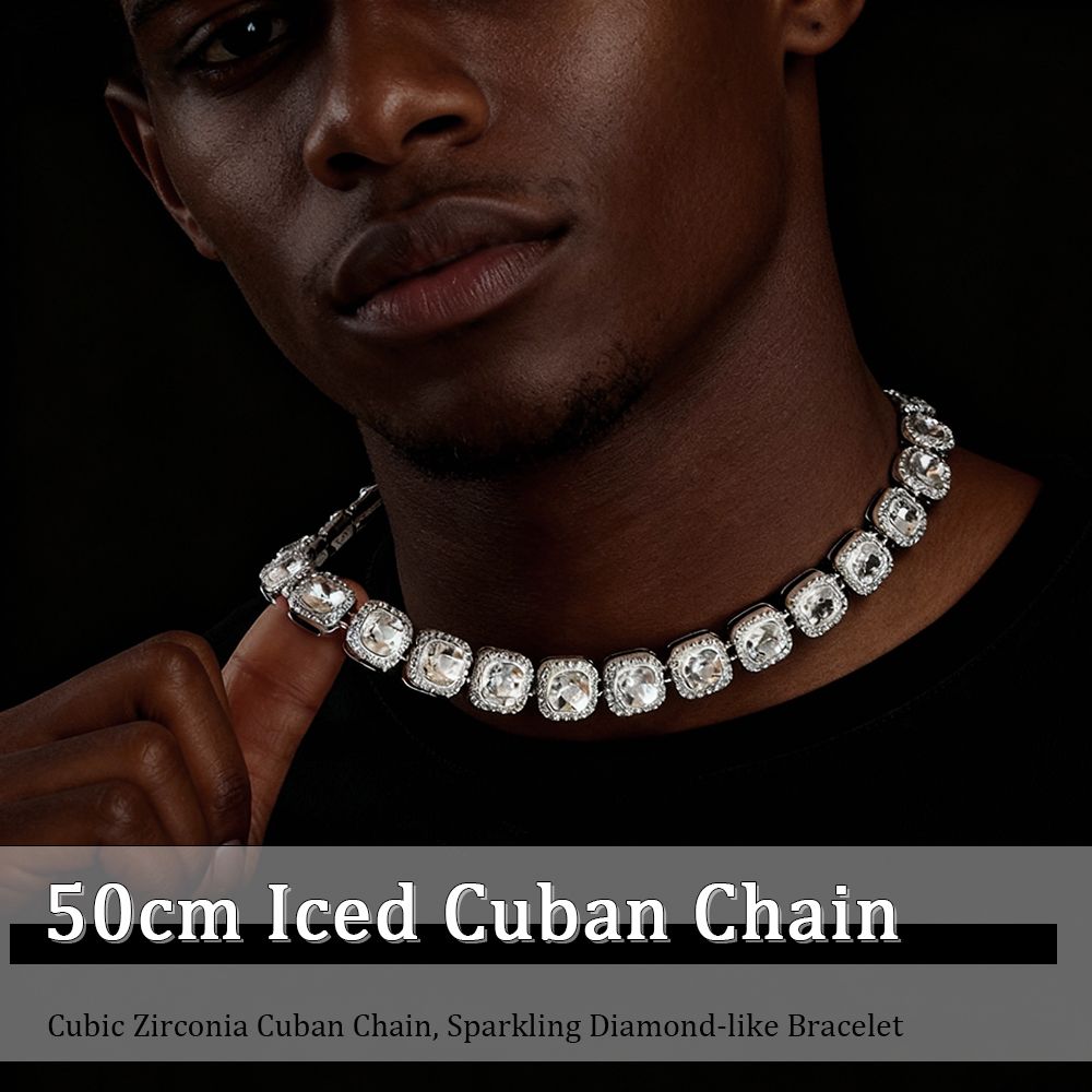 Men Tennis Necklace Hip Hop Iced Out Cuban Chain Link for Women Square Sugar Diamond Full Diamond Necklaces