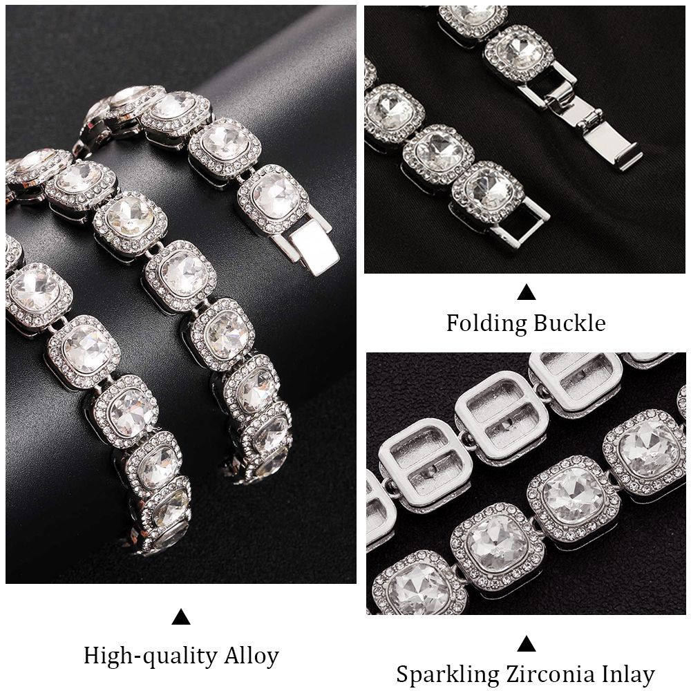 Men Tennis Necklace Hip Hop Iced Out Cuban Chain Link for Women Square Sugar Diamond Full Diamond Necklaces