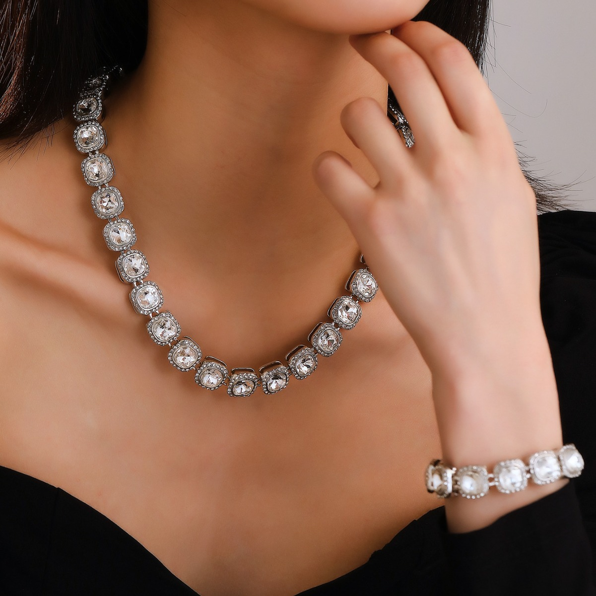 Men Tennis Necklace Hip Hop Iced Out Cuban Chain Link for Women Square Sugar Diamond Full Diamond Necklaces