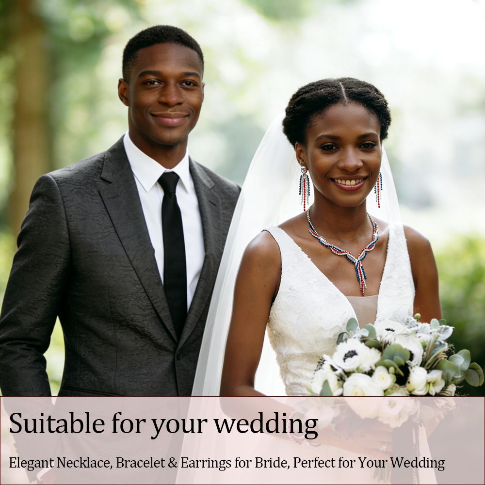 Women's Necklace Bracelet and Earring American Luxury Glitter Jewelry Set Glitter Style