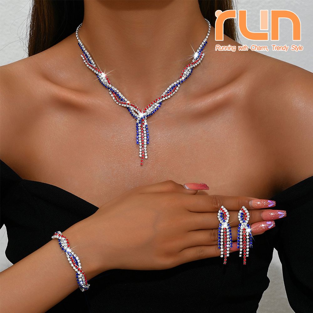 Women's Necklace Bracelet and Earring American Luxury Glitter Jewelry Set Glitter Style