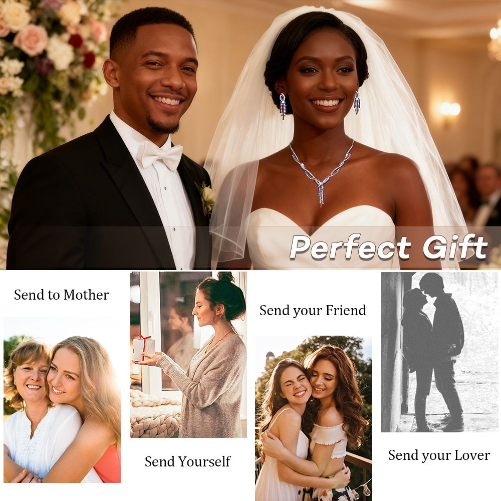 Women's Necklace Bracelet and Earring American Luxury Glitter Jewelry Set Glitter Style