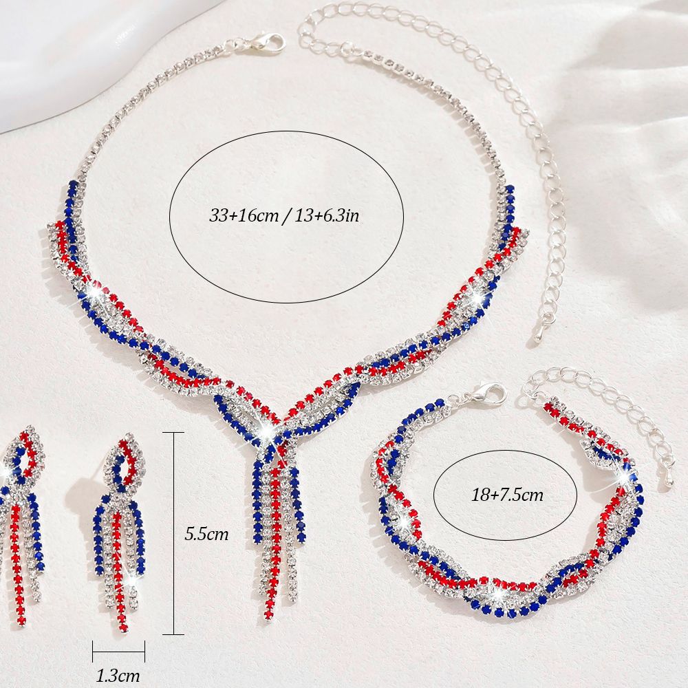 Women's Necklace Bracelet and Earring American Luxury Glitter Jewelry Set Glitter Style