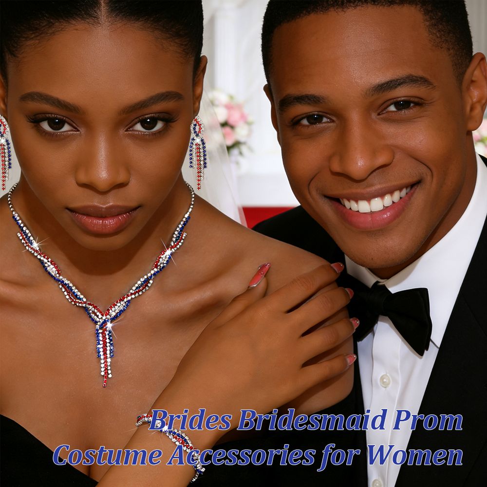 Women's Necklace Bracelet and Earring American Luxury Glitter Jewelry Set Glitter Style