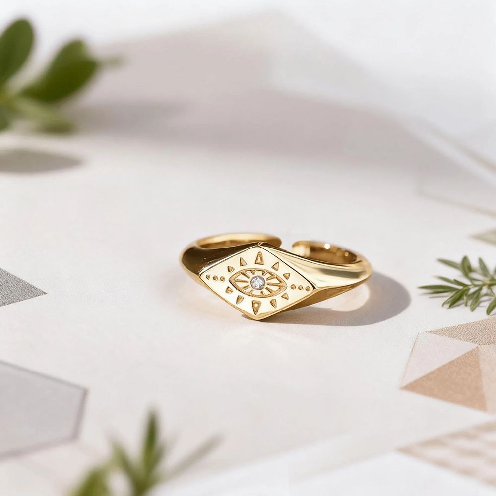 Evil Eye Adjustable Ring Stackable Ring Women Minimalist Jewelry Dainty Protection Devil'S Eye Jewelry