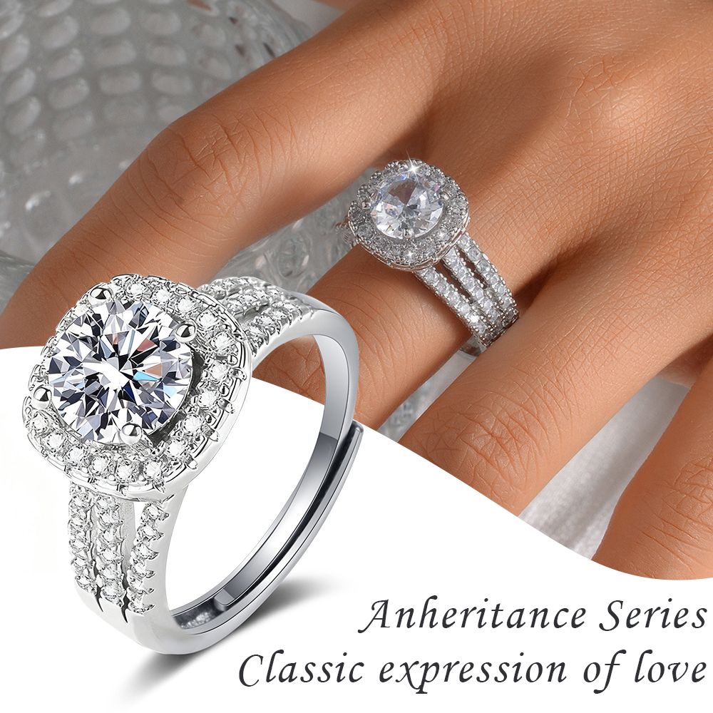 Wedding Ring for Women Adjustable Diamond Rings Engagement - Silver