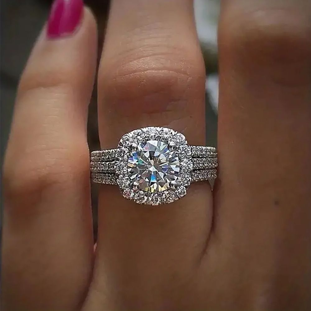 Wedding Ring for Women Adjustable Diamond Rings Engagement - Silver