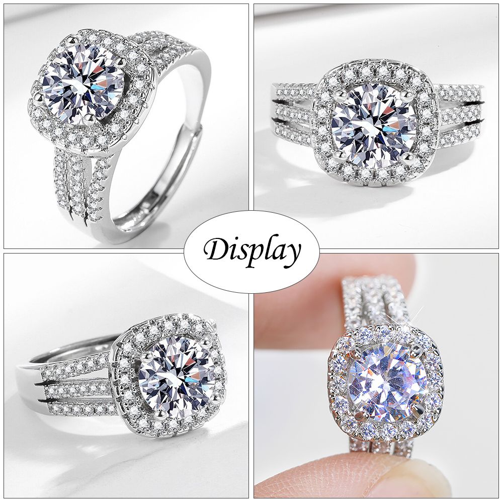 Wedding Ring for Women Adjustable Diamond Rings Engagement - Silver