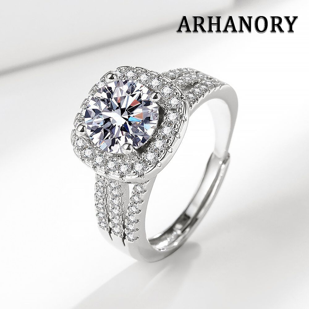 Wedding Ring for Women Adjustable Diamond Rings Engagement - Silver