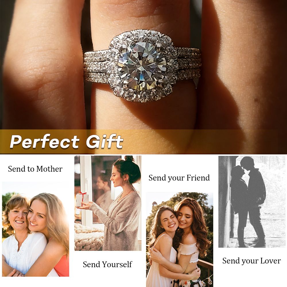 Wedding Ring for Women Adjustable Diamond Rings Engagement - Silver