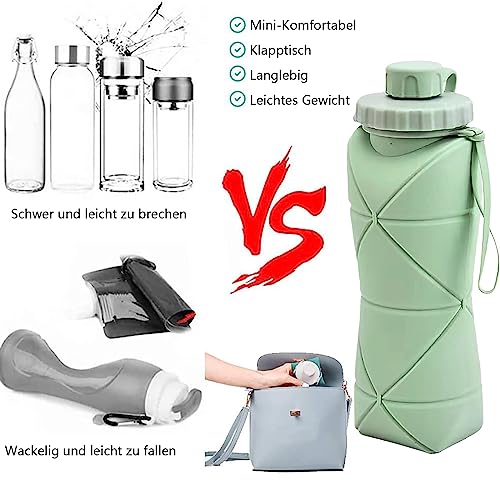 600ml Folding Silicone Cup Portable Telescopic Drinking Collapsible Water Cup Kitchen Dining Room Silica Travel Mug Food Grade Lightweight & Leak Proof Reusable Bottle for Travel Sports