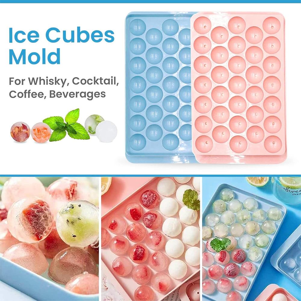 2pcs/set 33-Cavity Round Silicone Ice Cube Tray with Lid - Reusable Freezer Mold for Ice Cream & Frozen Treats Ice Maker