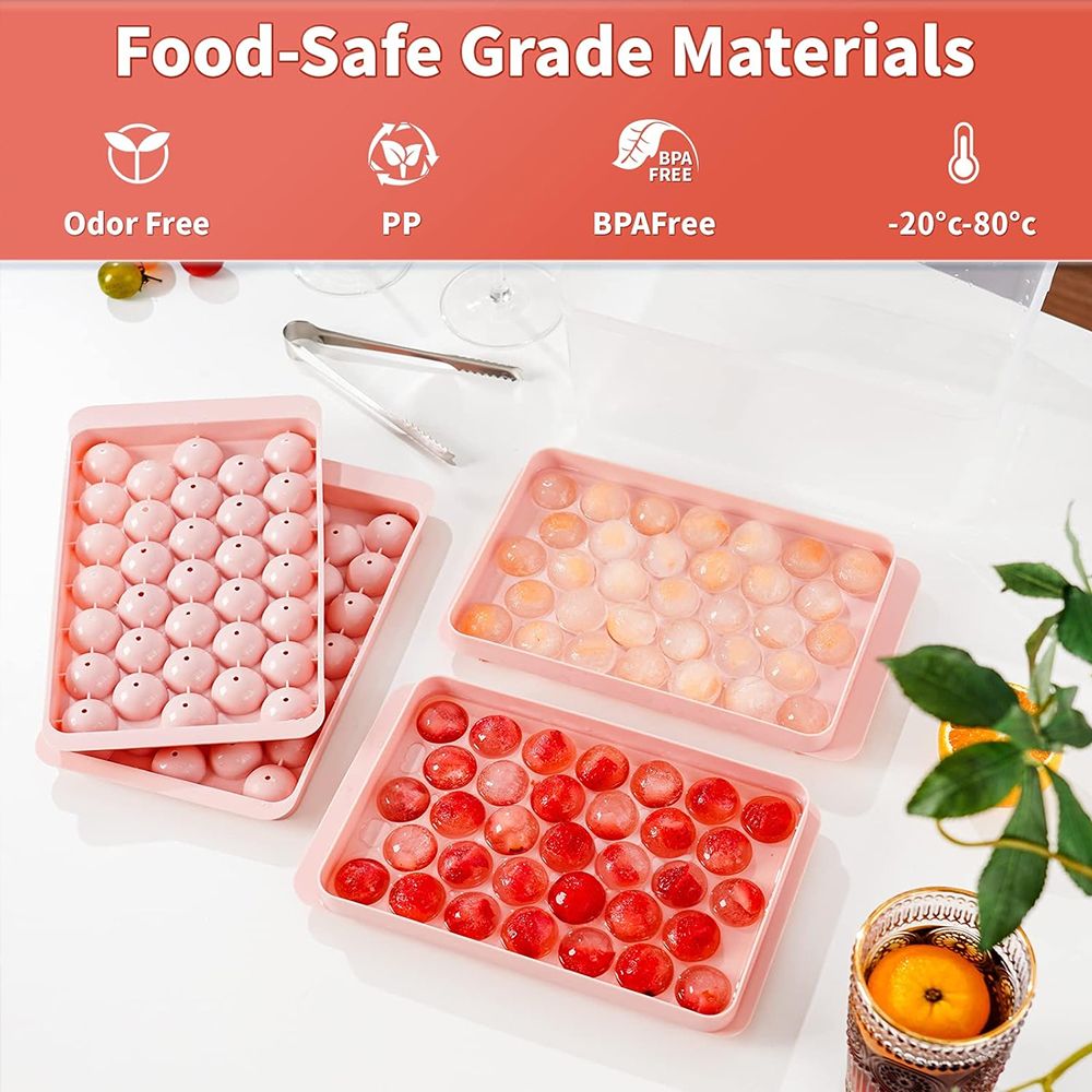 2pcs/set 33-Cavity Round Silicone Ice Cube Tray with Lid - Reusable Freezer Mold for Ice Cream & Frozen Treats Ice Maker