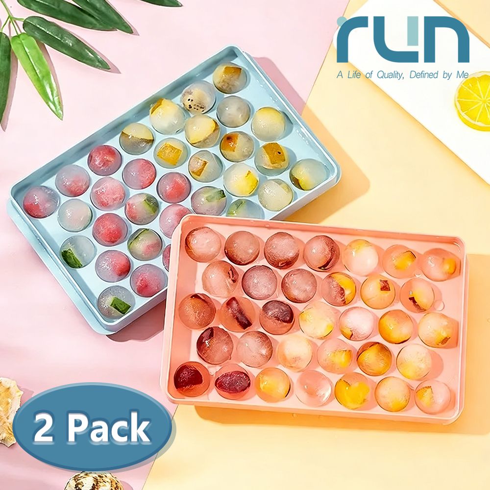 2pcs/set 33-Cavity Round Silicone Ice Cube Tray with Lid - Reusable Freezer Mold for Ice Cream & Frozen Treats Ice Maker