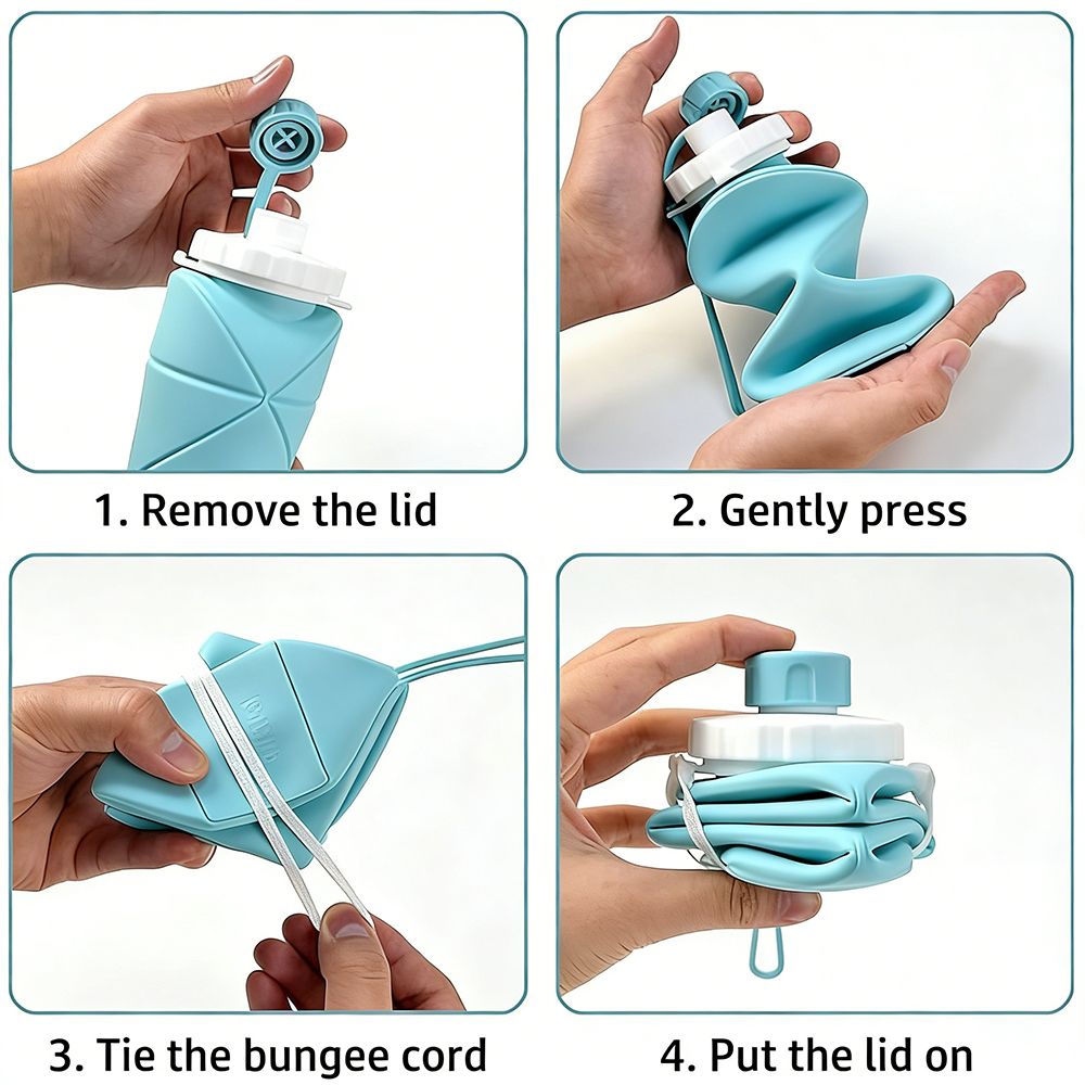 600ml Folding Silicone Cup Portable Telescopic Drinking Collapsible Water Cup Kitchen Dining Room Silica Travel Mug Food Grade Lightweight & Leak Proof Reusable Bottle for Travel Sports