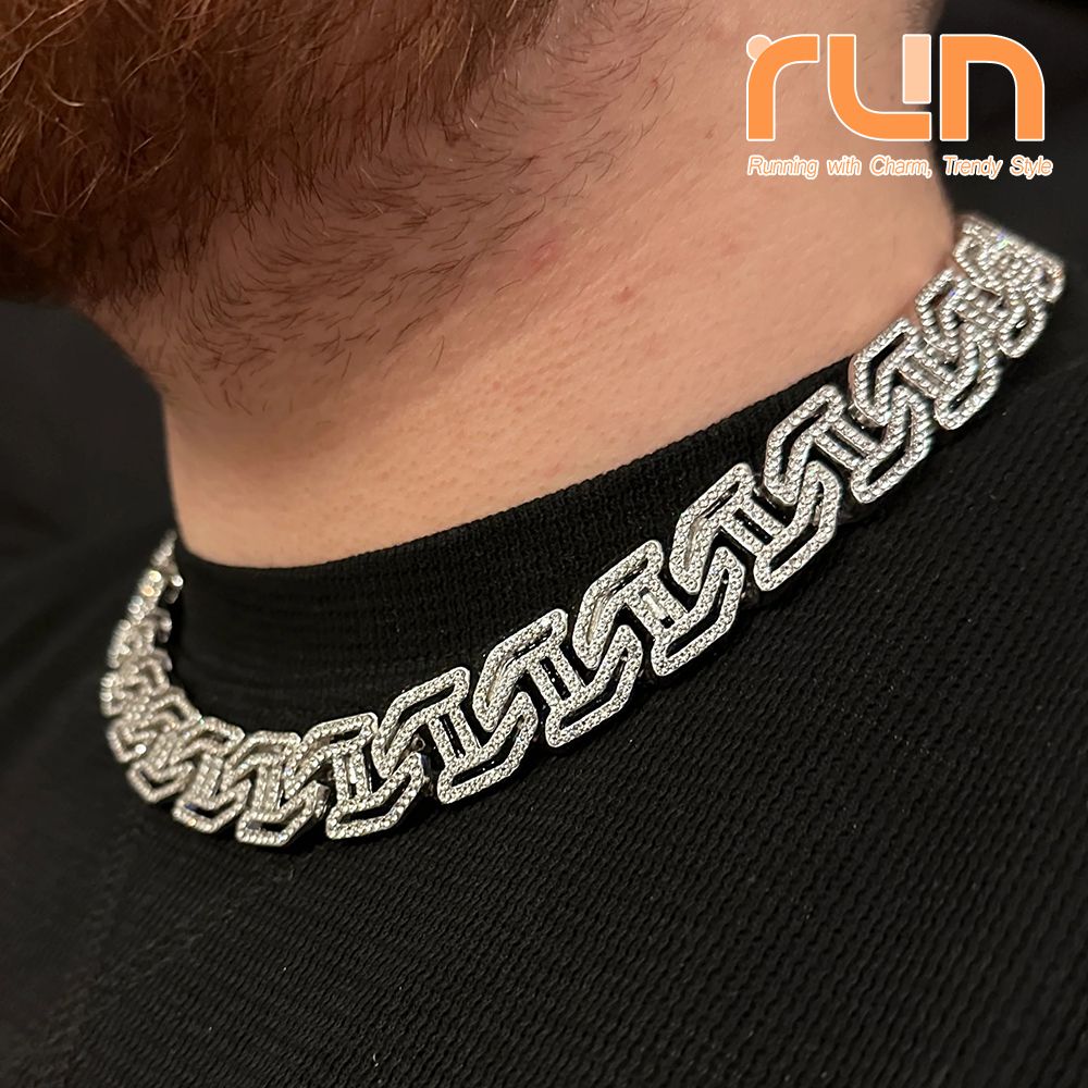 Luxury High Quality Iced Out 16mm Miami Cuban Link Chain Necklace Bracelet Rhinestone Bling Hip Hop Jewelry - Silver