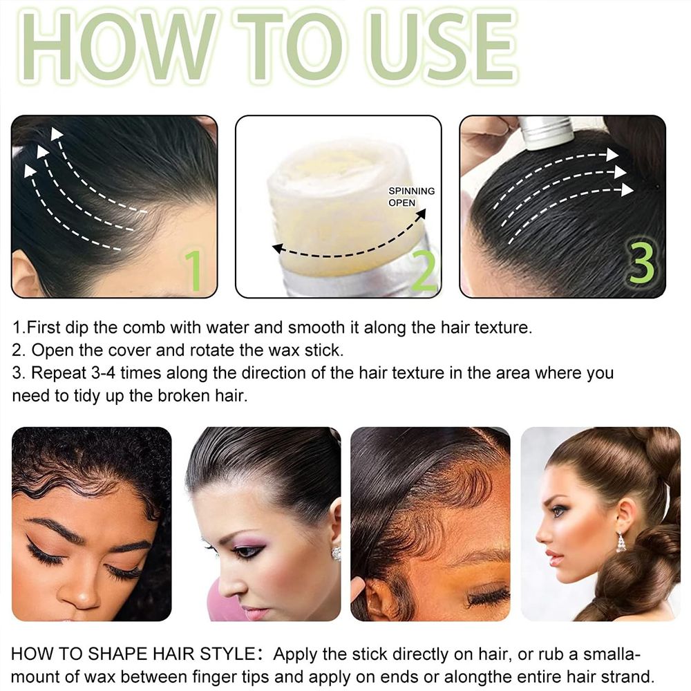 Hair Wax Stick For Wig & Natural Hair Hairspray Fixed Fluffy Hairstyling Wax Hold Wax Stick For Wig Broken Hair Artifact Hair Wax Stick Gel Cream