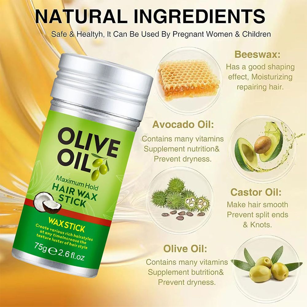 Hair Wax Stick For Wig & Natural Hair Hairspray Fixed Fluffy Hairstyling Wax Hold Wax Stick For Wig Broken Hair Artifact Hair Wax Stick Gel Cream