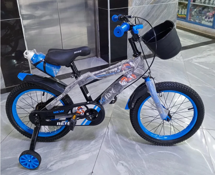 16 Inch Blue Kids Bicycle for Ages 5-7 | Lightweight, Durable, and Safe | Perfect First Bike for Boys & Girls | Adjustable Training Wheels, Comfortable Seat, and Easy-to-Use Hand Brakes