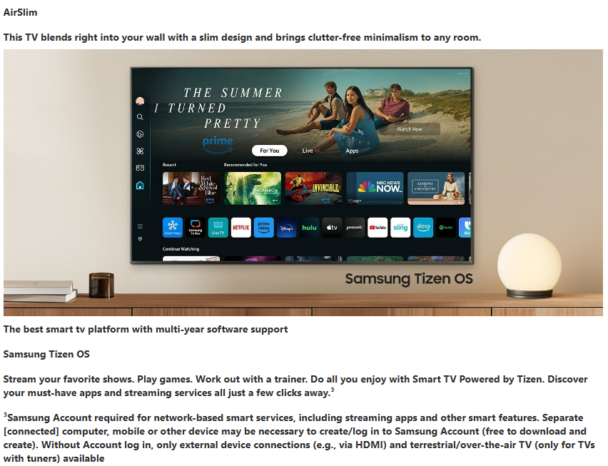 Samsung QA55Q60DAU 55-Inch QLED 4K UHD Smart TV – Quantum Dot Technology, HDR, Dual LED, AirSlim Design & Smart Hub