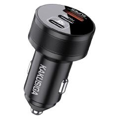 New Arrival KAKUSIGA Universal 53W Dual PD + QC3.0 Car Charger | Three-Port Super Fast Charging Adapter | USB & Type-C Fast Charger | Ideal for Cars, SUVs, Trucks & Travel