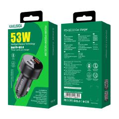 New Arrival KAKUSIGA Universal 53W Dual PD + QC3.0 Car Charger | Three-Port Super Fast Charging Adapter | USB & Type-C Fast Charger | Ideal for Cars, SUVs, Trucks & Travel