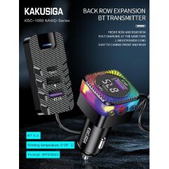 New Arrival KAKUSIGA LED Colourful 5-Port Bluetooth FM Transmitter | Wireless Car MP3 Player | USB Fast Charger | Multiple USB Ports | Hands-Free Calling | Ideal for Cars, SUVs & Travel
