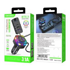 New Arrival KAKUSIGA LED Colourful 5-Port Bluetooth FM Transmitter | Wireless Car MP3 Player | USB Fast Charger | Multiple USB Ports | Hands-Free Calling | Ideal for Cars, SUVs & Travel
