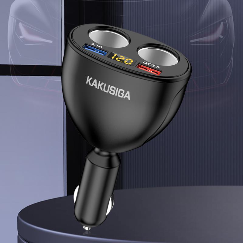 Kakusiga Car Digital Cigarette Lighter / Dual USB Fast Charger