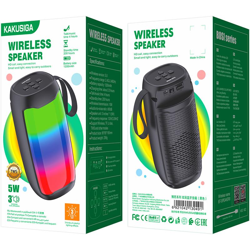 New Arrival KAKUSIGA Portable Bluetooth Mini Speaker | Bluetooth 5.0 Wireless | Rechargeable RGB LED Speaker | Ideal for Home, Parties, Travel & Outdoor Use
