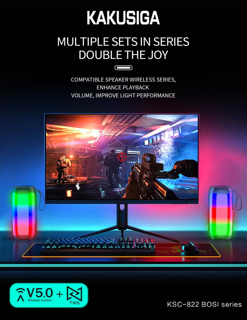 New Arrival KAKUSIGA Portable Bluetooth Mini Speaker | Bluetooth 5.0 Wireless | Rechargeable RGB LED Speaker | Ideal for Home, Parties, Travel & Outdoor Use
